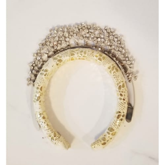 LELET NY Silver Mattar Crystal Crown Headband Swarovski Bridal Wedding Holidays - Picture 8 of 16